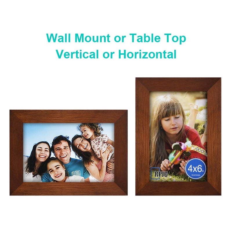 RPJC 4x6 inch Picture Frame Made of Solid Wood High Definition Glass for Table Top Display and Wall Mounting Photo Frame Brown - Image 5